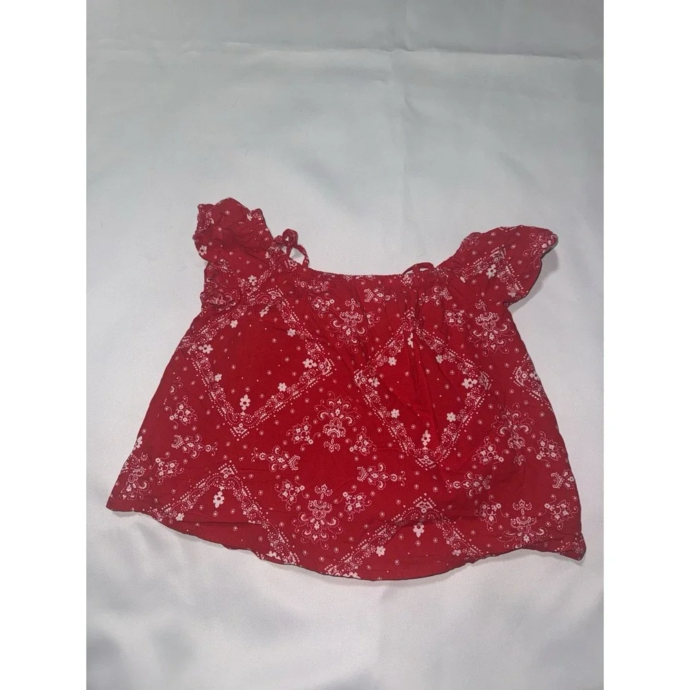 Oshkosh B'gosh girls‎ paisley red bandanna off shoulder shirt size 4/5